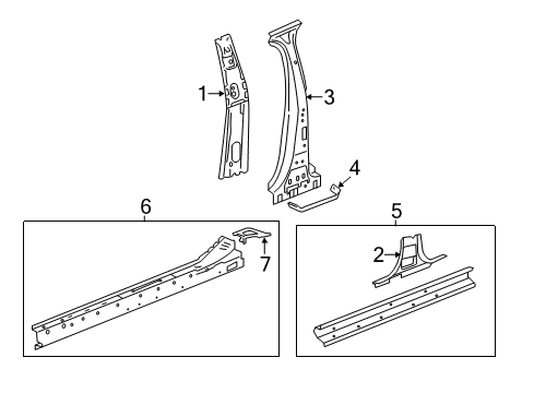 2014 Chevy Impala Panel,Rocker Inner Diagram for 22941142