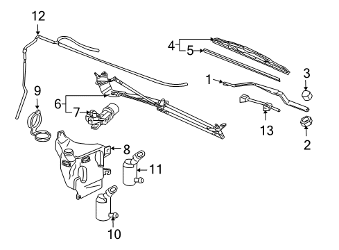 2006 Saturn Relay Motor Assembly, Windshield Wiper & Windshield Washer Diagram for 20815337