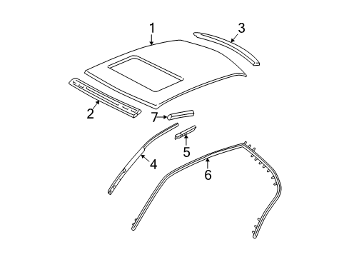 2009 Cadillac DTS Panel Assembly, Roof Diagram for 25873456