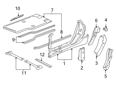 2005 Cadillac XLR Aperture Panel, Floor, Hinge Pillar, Lock Pillar Diagram