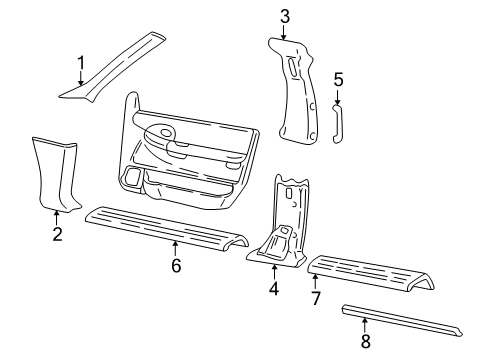 2000 Pontiac Montana Interior Trim - Pillars, Rocker & Floor Diagram