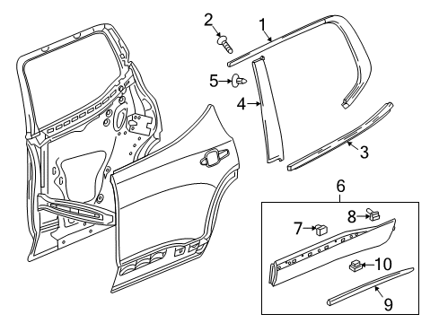 2018 Chevy Traverse Molding Assembly, Rear S/D Wdo Upr Rvl *Black Diagram for 84838705