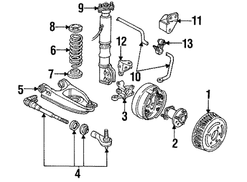 1996 Oldsmobile 98 Rear Suspension, Control Arm Diagram 2 - Thumbnail