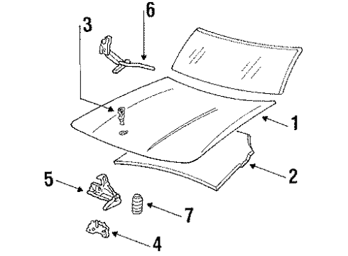 1989 Buick LeSabre Hood & Components, Body Diagram 1 - Thumbnail