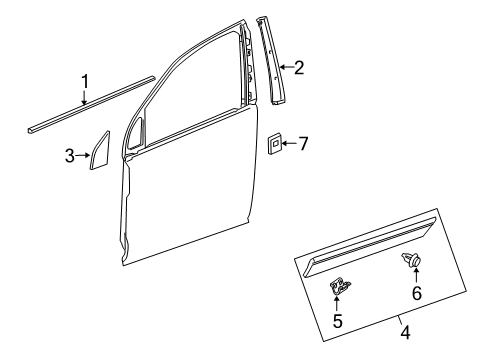 2010 Saturn Vue Exterior Trim - Front Door Diagram