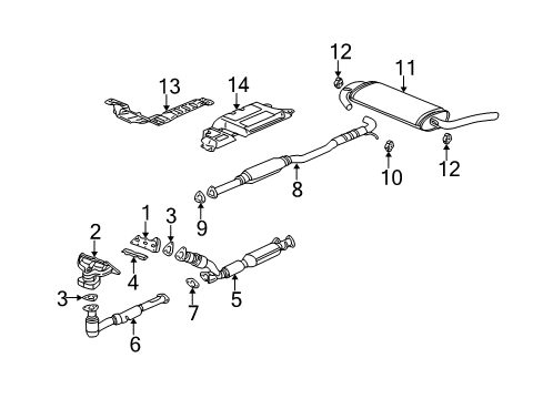 2002 Saturn Vue Exhaust Muffler Assembly (W/ Exhaust Pipe & Tail Pipe) Diagram for 22666496