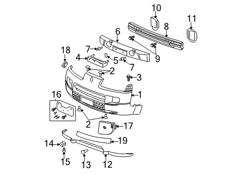 2005 Saturn Vue Absorber,Front Bumper Fascia Energy Diagram for 22729180