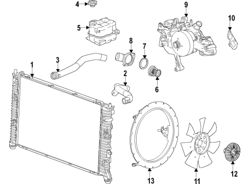 2021 Chevy Silverado 2500 HD Cooling System, Radiator, Water Pump, Cooling Fan Diagram 4 - Thumbnail