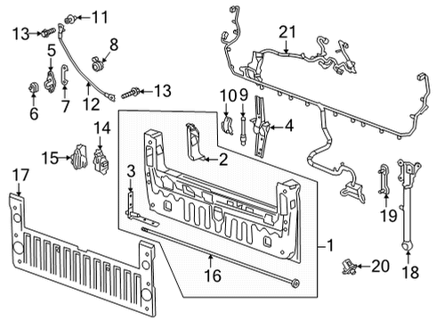 2023 GMC Hummer EV Pickup HINGE ASM-PUBX E/GATE BODY SI Diagram for 85152579