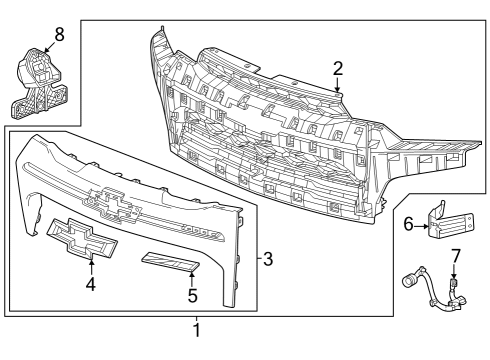 2023 Chevy Colorado PLATE ASM-FRT GRL NA *EXTERIOR BRIM Diagram for 84965119