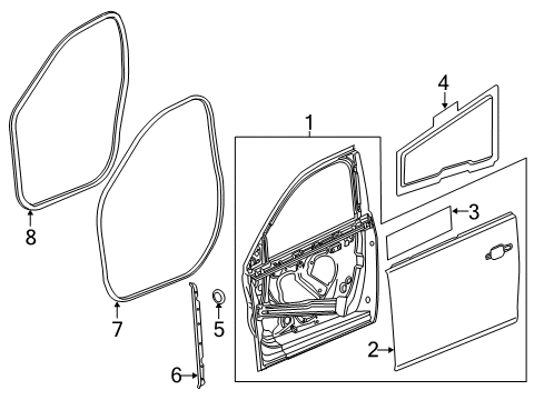 2016 Chevy Malibu Limited Door Assembly, Front Side (Rh) Diagram for 22953625