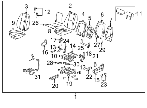 2011 Chevy Suburban 1500 Front Seat Components Diagram 1 - Thumbnail