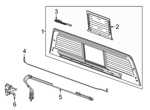 2023 Chevy Silverado 3500 HD Glass & Hardware - Back Glass Diagram