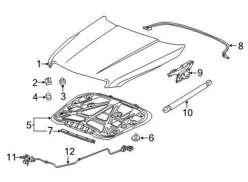 2014 Cadillac ATS Hood & Components Diagram