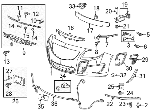 2017 Buick Regal Front & Rear Object Alarm Control Module Assembly Diagram for 20928121