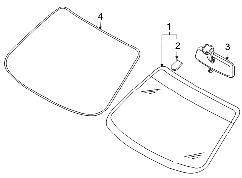 2009 Pontiac G3 Windshield Glass, Reveal Moldings Diagram