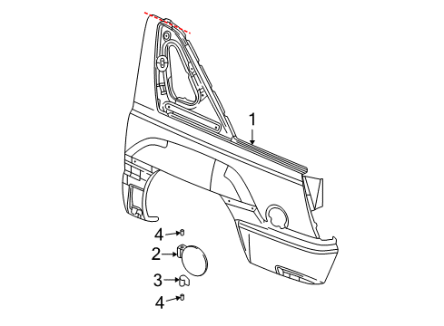 2002 Chevy Avalanche 1500 Quarter Panel & Components Diagram