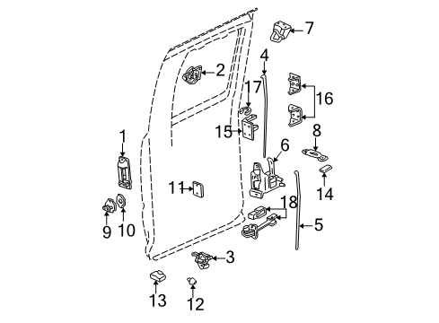 1999 Chevy Silverado 1500 Rear Door - Lock & Hardware Diagram