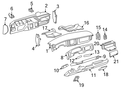 2000 Buick Park Avenue BEZEL, Instrument Cluster Diagram for 25696024