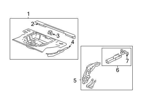 2002 Pontiac Grand Am Rear Body - Floor & Rails Diagram