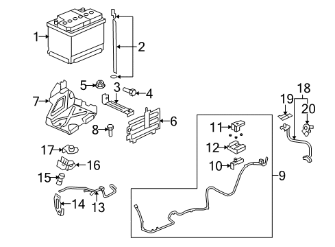 2009 Pontiac G8 Reinforcement,Battery Hold Down Retainer Diagram for 92212632