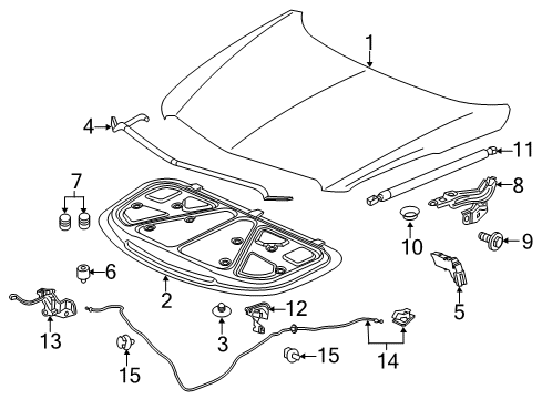 2018 Cadillac XT5 Hinge Assembly, Hood (Rh) Diagram for 23186614