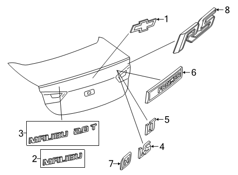 2021 Chevy Malibu Exterior Trim - Trunk Diagram