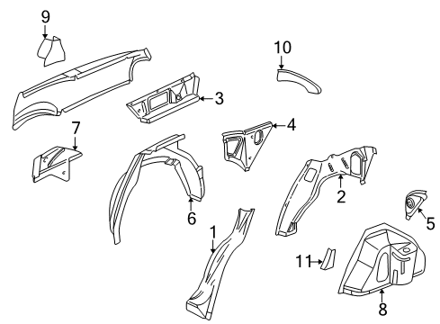 1997 Buick Park Avenue Extension, Rear Wheelhouse Outer Panel Diagram for 25632118