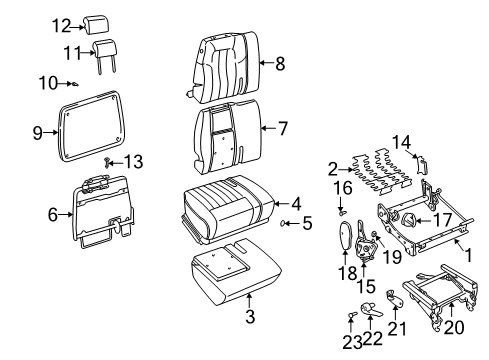 2002 Pontiac Aztek Frame Asm,Rear Seat Back Cushion Diagram for 88895026