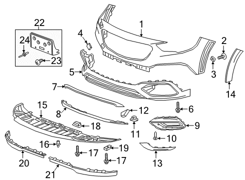 2020 Buick Regal TourX Attachment Pkg, Front Lic Plt *Black Diagram for 39151167