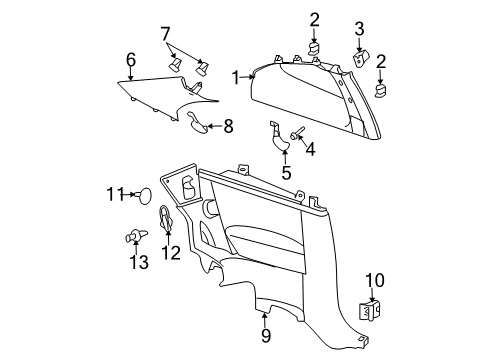 2010 Chevy Cobalt Interior Trim - Quarter Panels Diagram 1 - Thumbnail