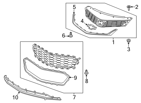 2016 Chevy Cruze Front Grille Emblem Assembly Diagram for 23382552