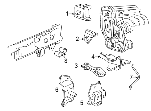 2002 Pontiac Sunfire Bracket Assembly, Engine Mount Strut Diagram for 22590181