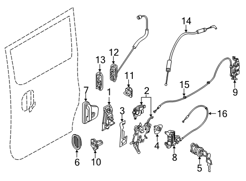 2017 Chevy City Express Side Loading Door - Lock & Hardware Diagram