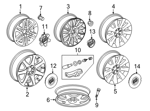 2009 Buick Enclave Hub Wheel Cap Diagram for 9597954