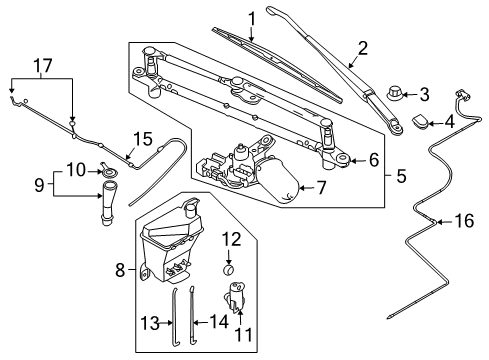 2009 Pontiac G3 Wiper & Washer Components Diagram 2 - Thumbnail