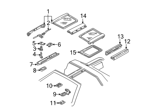 1993 Chevy Camaro Molding Assembly, Roof Panel Longitudinal Bow Finish Diagram for 10282361