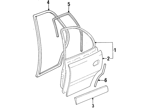 1997 Cadillac Catera Sealing Strip,Rear Side Door Lower Rear Auxiliary *Black Diagram for 90459592