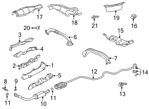 2003 Pontiac Grand Am 3Way Catalytic Convertor Assembly (W/Exhaust Manifold Pip Diagram for 22676850