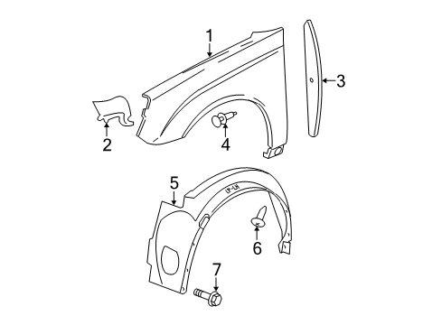 2008 Chevy Malibu Fender, Front Rh Diagram for 10398517