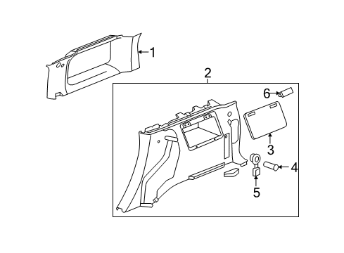 2008 Hummer H3 Interior Trim - Quarter Panels Diagram