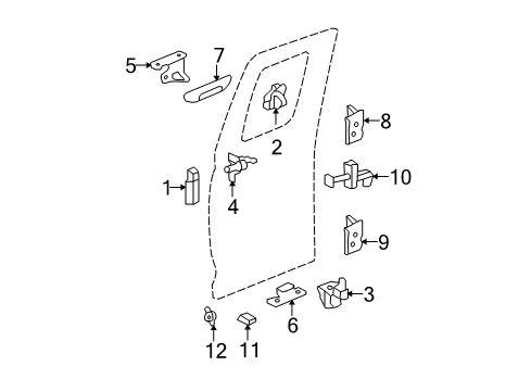 2008 Chevy Colorado Striker Assembly, Rear Side Door Latch Diagram for 15044818