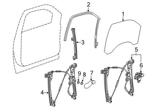 2015 GMC Sierra 2500 HD Front Door - Glass & Hardware Diagram