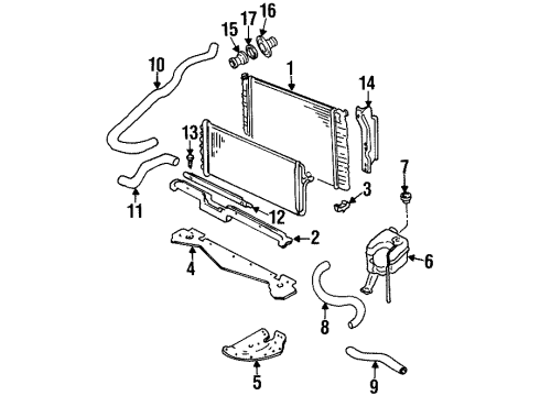 1997 Cadillac Eldorado Radiator & Components Diagram