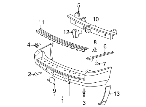 2009 GMC Yukon XL 1500 Rear Bumper Diagram 2 - Thumbnail