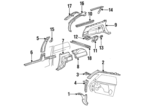 1992 Oldsmobile Cutlass Ciera Molding, Windshield Side & Roof Inner Side Finish Diagram for 10249243