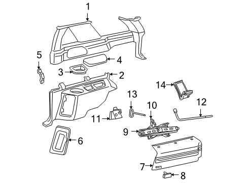 2000 GMC Jimmy Interior Trim - Quarter Panels Diagram 1 - Thumbnail