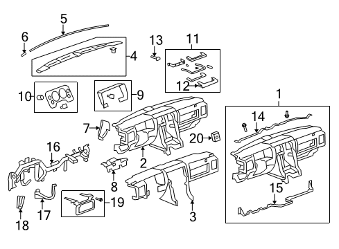 2009 Hummer H2 Panel Assembly, Instrument Panel Side Trim *Ebony Diagram for 25907881