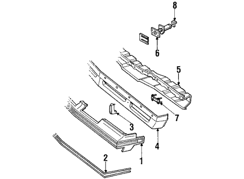 1984 Oldsmobile Cutlass Supreme Molding Assembly, Front Bumper Fascia Center Diagram for 22506630