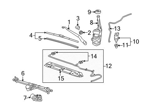 2014 Chevy Camaro Blade Assembly, Windshield Wiper Diagram for 23367644